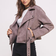 BELTED LONG SLEEVE ZIPPERED SUEDE MOTO JACKET PLUS SIZE-Jade By Jane-[option4]-[option5]-[option6]-[option7]-[option8]-Shop-Boutique-Clothing-for-Women-Online