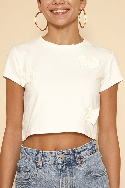Cropped bow tee-Miss Sparkling-white-S-[option4]-[option5]-[option6]-[option7]-[option8]-Shop-Boutique-Clothing-for-Women-Online