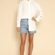 Bow sleeve button down shirt-Miss Sparkling-[option4]-[option5]-[option6]-[option7]-[option8]-Shop-Boutique-Clothing-for-Women-Online