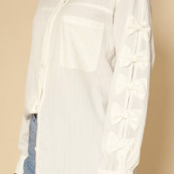 Bow sleeve button down shirt-Miss Sparkling-[option4]-[option5]-[option6]-[option7]-[option8]-Shop-Boutique-Clothing-for-Women-Online