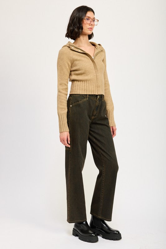 CROPPED HOODIE ZIP UP-Emory Park-[option4]-[option5]-[option6]-[option7]-[option8]-Shop-Boutique-Clothing-for-Women-Online