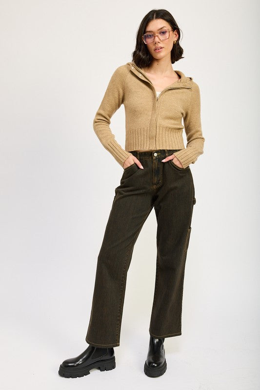 CROPPED HOODIE ZIP UP-Emory Park-[option4]-[option5]-[option6]-[option7]-[option8]-Shop-Boutique-Clothing-for-Women-Online