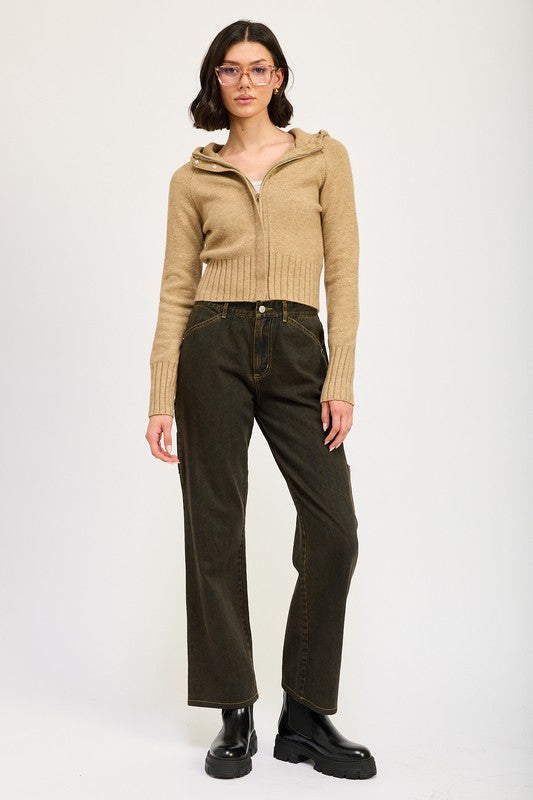 CROPPED HOODIE ZIP UP-Emory Park-[option4]-[option5]-[option6]-[option7]-[option8]-Shop-Boutique-Clothing-for-Women-Online