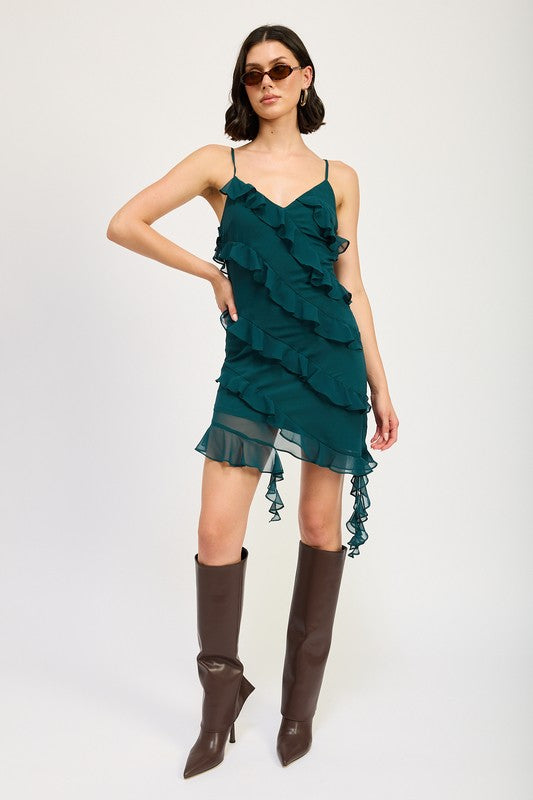 ASYMMETRICAL RUFFLE MINI DRESS-Emory Park-[option4]-[option5]-[option6]-[option7]-[option8]-Shop-Boutique-Clothing-for-Women-Online
