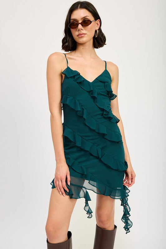 ASYMMETRICAL RUFFLE MINI DRESS-Emory Park-[option4]-[option5]-[option6]-[option7]-[option8]-Shop-Boutique-Clothing-for-Women-Online