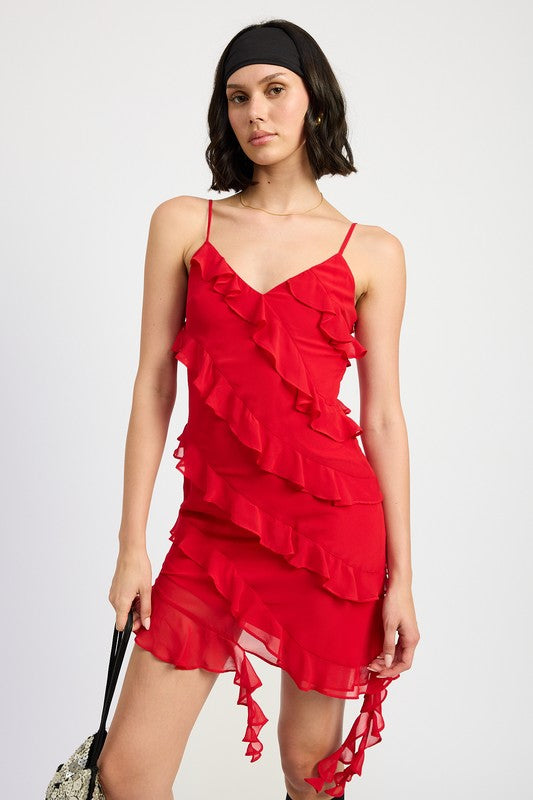 ASYMMETRICAL RUFFLE MINI DRESS-Emory Park-[option4]-[option5]-[option6]-[option7]-[option8]-Shop-Boutique-Clothing-for-Women-Online
