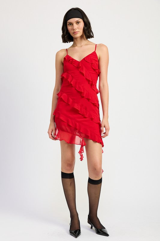 ASYMMETRICAL RUFFLE MINI DRESS-Emory Park-[option4]-[option5]-[option6]-[option7]-[option8]-Shop-Boutique-Clothing-for-Women-Online