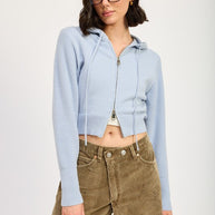 CROPPED HOODIE ZIP UP-Emory Park-[option4]-[option5]-[option6]-[option7]-[option8]-Shop-Boutique-Clothing-for-Women-Online