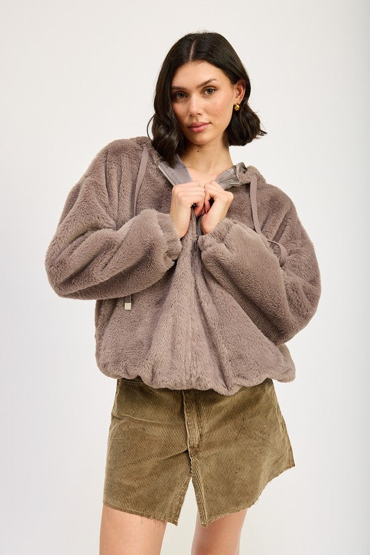 FUZZY HOODED JACKET-Emory Park-GREY-S-[option4]-[option5]-[option6]-[option7]-[option8]-Shop-Boutique-Clothing-for-Women-Online