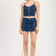 LACE UP MINI DENIM SKIRT-Emory Park-[option4]-[option5]-[option6]-[option7]-[option8]-Shop-Boutique-Clothing-for-Women-Online
