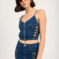 LACE UP MINI DENIM SKIRT-Emory Park-[option4]-[option5]-[option6]-[option7]-[option8]-Shop-Boutique-Clothing-for-Women-Online