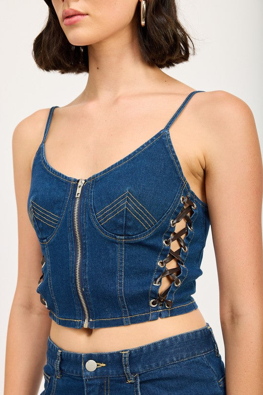 ZIP UP DENIM CORSET TOP-Emory Park-[option4]-[option5]-[option6]-[option7]-[option8]-Shop-Boutique-Clothing-for-Women-Online