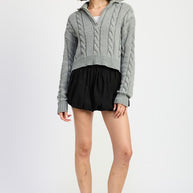 CABLE KNIT SWEATER WITH HALF ZIP-Emory Park-[option4]-[option5]-[option6]-[option7]-[option8]-Shop-Boutique-Clothing-for-Women-Online