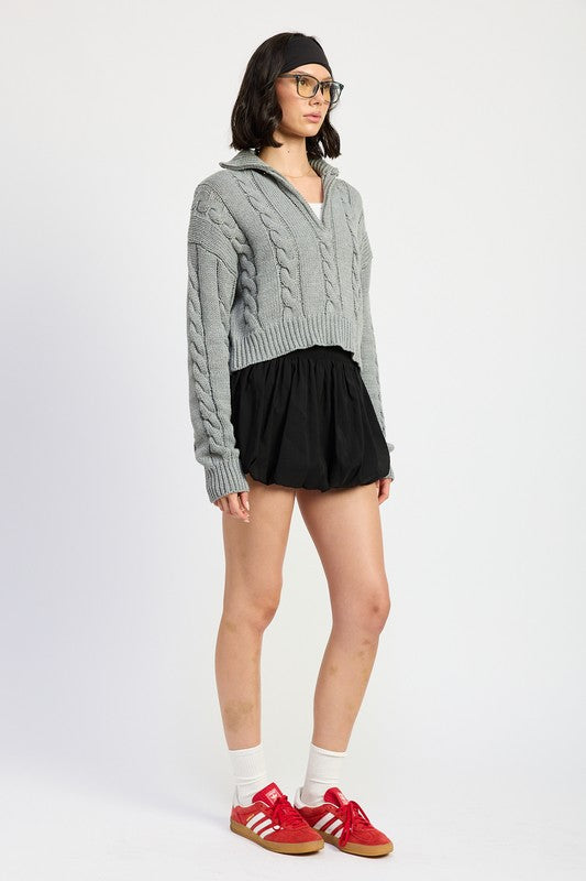 CABLE KNIT SWEATER WITH HALF ZIP-Emory Park-[option4]-[option5]-[option6]-[option7]-[option8]-Shop-Boutique-Clothing-for-Women-Online
