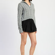 CABLE KNIT SWEATER WITH HALF ZIP-Emory Park-[option4]-[option5]-[option6]-[option7]-[option8]-Shop-Boutique-Clothing-for-Women-Online