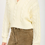CABLE KNIT SWEATER WITH HALF ZIP-Emory Park-[option4]-[option5]-[option6]-[option7]-[option8]-Shop-Boutique-Clothing-for-Women-Online