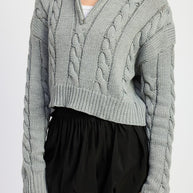 CABLE KNIT SWEATER WITH HALF ZIP-Emory Park-[option4]-[option5]-[option6]-[option7]-[option8]-Shop-Boutique-Clothing-for-Women-Online
