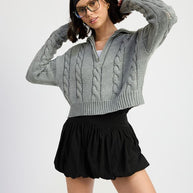 CABLE KNIT SWEATER WITH HALF ZIP-Emory Park-[option4]-[option5]-[option6]-[option7]-[option8]-Shop-Boutique-Clothing-for-Women-Online