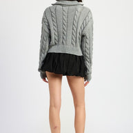 CABLE KNIT SWEATER WITH HALF ZIP-Emory Park-[option4]-[option5]-[option6]-[option7]-[option8]-Shop-Boutique-Clothing-for-Women-Online