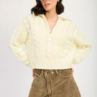 CABLE KNIT SWEATER WITH HALF ZIP-Emory Park-[option4]-[option5]-[option6]-[option7]-[option8]-Shop-Boutique-Clothing-for-Women-Online