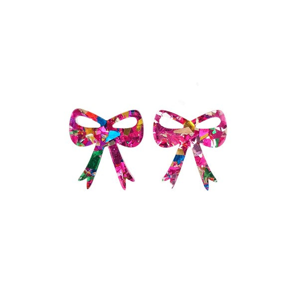 Bow Studs - Pink Sparkle-Spiffy & Splendid-Pink Sparkle-OneSize-[option4]-[option5]-[option6]-[option7]-[option8]-Shop-Boutique-Clothing-for-Women-Online