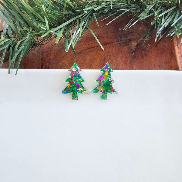 Christmas Tree Studs - Green Sparkle-Spiffy & Splendid-Green Sparkle-OneSize-[option4]-[option5]-[option6]-[option7]-[option8]-Shop-Boutique-Clothing-for-Women-Online