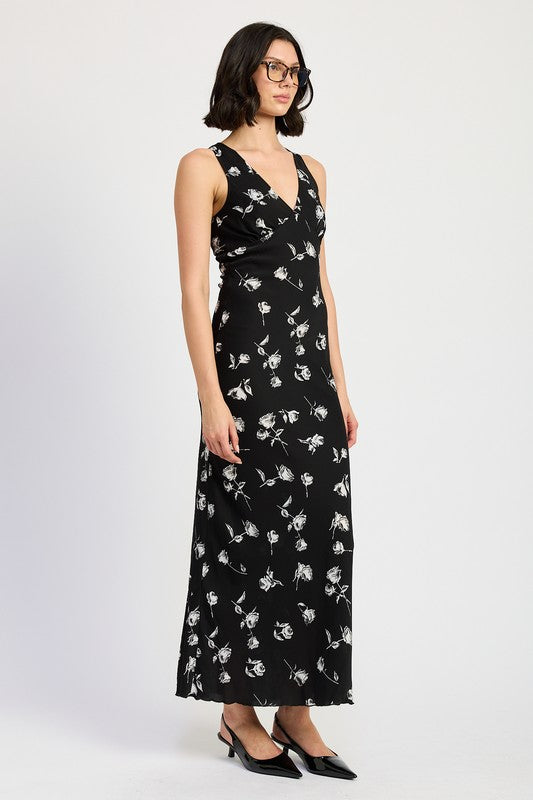 FLORAL V NECK MAXI DRESS-Emory Park-[option4]-[option5]-[option6]-[option7]-[option8]-Shop-Boutique-Clothing-for-Women-Online