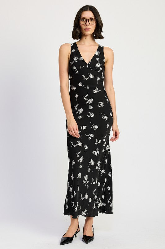 FLORAL V NECK MAXI DRESS-Emory Park-[option4]-[option5]-[option6]-[option7]-[option8]-Shop-Boutique-Clothing-for-Women-Online