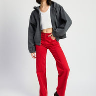 VINTAGE WASHED DENIM ZIP UP HOODIE-Emory Park-[option4]-[option5]-[option6]-[option7]-[option8]-Shop-Boutique-Clothing-for-Women-Online