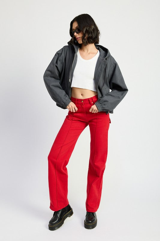 VINTAGE WASHED DENIM ZIP UP HOODIE-Emory Park-[option4]-[option5]-[option6]-[option7]-[option8]-Shop-Boutique-Clothing-for-Women-Online