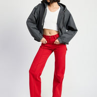 VINTAGE WASHED DENIM ZIP UP HOODIE-Emory Park-[option4]-[option5]-[option6]-[option7]-[option8]-Shop-Boutique-Clothing-for-Women-Online