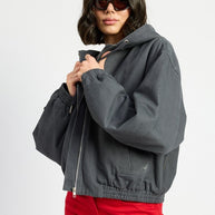 VINTAGE WASHED DENIM ZIP UP HOODIE-Emory Park-CHARCOAL-S-[option4]-[option5]-[option6]-[option7]-[option8]-Shop-Boutique-Clothing-for-Women-Online