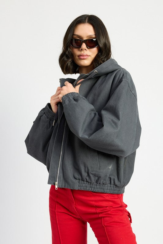 VINTAGE WASHED DENIM ZIP UP HOODIE-Emory Park-CHARCOAL-S-[option4]-[option5]-[option6]-[option7]-[option8]-Shop-Boutique-Clothing-for-Women-Online