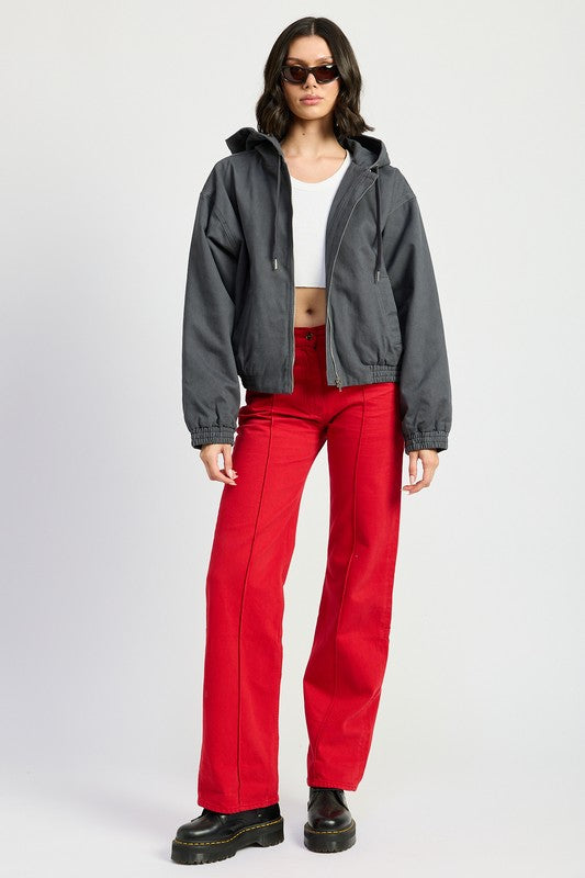 VINTAGE WASHED DENIM ZIP UP HOODIE-Emory Park-[option4]-[option5]-[option6]-[option7]-[option8]-Shop-Boutique-Clothing-for-Women-Online