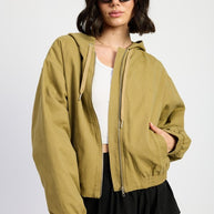 VINTAGE WASHED DENIM ZIP UP HOODIE-Emory Park-KHAKI-S-[option4]-[option5]-[option6]-[option7]-[option8]-Shop-Boutique-Clothing-for-Women-Online