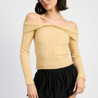 OFF SHOULDER SWEATER TOP-Emory Park-[option4]-[option5]-[option6]-[option7]-[option8]-Shop-Boutique-Clothing-for-Women-Online