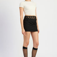 PEAKABOO LACE TRIM MINI SKIRT-Emory Park-[option4]-[option5]-[option6]-[option7]-[option8]-Shop-Boutique-Clothing-for-Women-Online