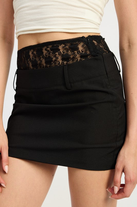 PEAKABOO LACE TRIM MINI SKIRT-Emory Park-[option4]-[option5]-[option6]-[option7]-[option8]-Shop-Boutique-Clothing-for-Women-Online