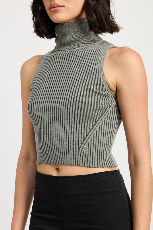 TURTLE NECK RIBBED SLEEVELESS TOP-Emory Park-[option4]-[option5]-[option6]-[option7]-[option8]-Shop-Boutique-Clothing-for-Women-Online