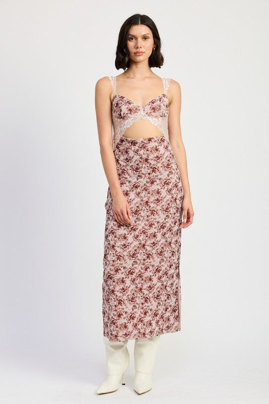 LACE CONTRASTED MIDI DRESS WITH SIDE SLIT-Emory Park-[option4]-[option5]-[option6]-[option7]-[option8]-Shop-Boutique-Clothing-for-Women-Online