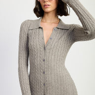 BUTTONED LONG SLEEVE CABLE KNIT DRESS-Emory Park-[option4]-[option5]-[option6]-[option7]-[option8]-Shop-Boutique-Clothing-for-Women-Online
