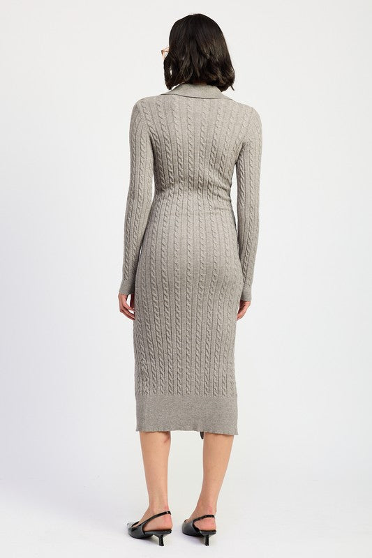 BUTTONED LONG SLEEVE CABLE KNIT DRESS-Emory Park-[option4]-[option5]-[option6]-[option7]-[option8]-Shop-Boutique-Clothing-for-Women-Online