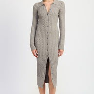 BUTTONED LONG SLEEVE CABLE KNIT DRESS-Emory Park-[option4]-[option5]-[option6]-[option7]-[option8]-Shop-Boutique-Clothing-for-Women-Online