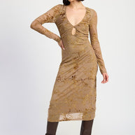 KEY HOLE MIDI LONG SLEEVE DRESS-Emory Park-[option4]-[option5]-[option6]-[option7]-[option8]-Shop-Boutique-Clothing-for-Women-Online