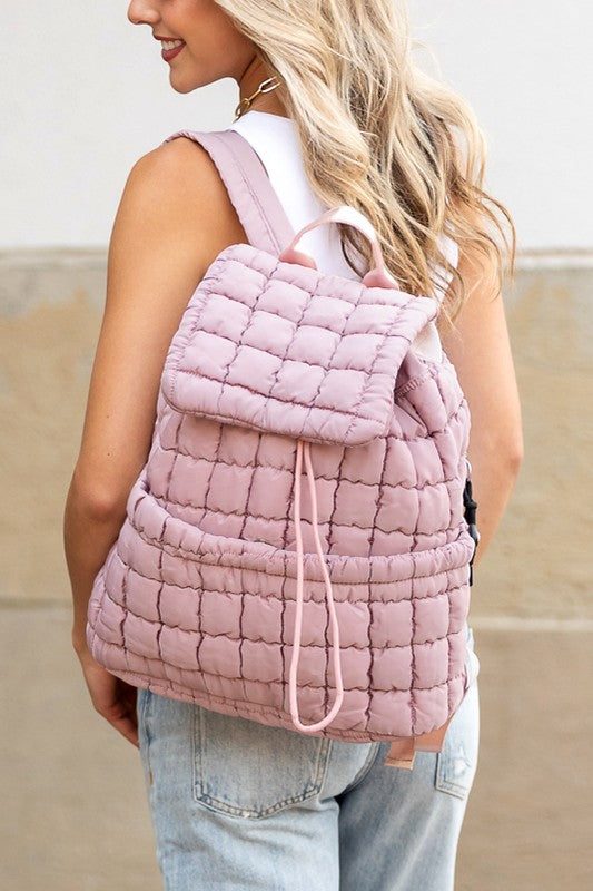 Stevie Quilted Puffer Backpack-Aili's Corner-Mauve-OneSize-[option4]-[option5]-[option6]-[option7]-[option8]-Shop-Boutique-Clothing-for-Women-Online