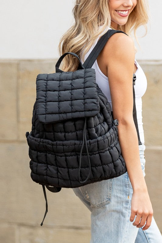 Stevie Quilted Puffer Backpack-Aili's Corner-Black-OneSize-[option4]-[option5]-[option6]-[option7]-[option8]-Shop-Boutique-Clothing-for-Women-Online