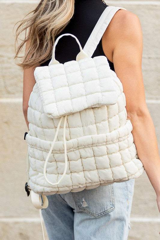 Stevie Quilted Puffer Backpack-Aili's Corner-Ivory-OneSize-[option4]-[option5]-[option6]-[option7]-[option8]-Shop-Boutique-Clothing-for-Women-Online