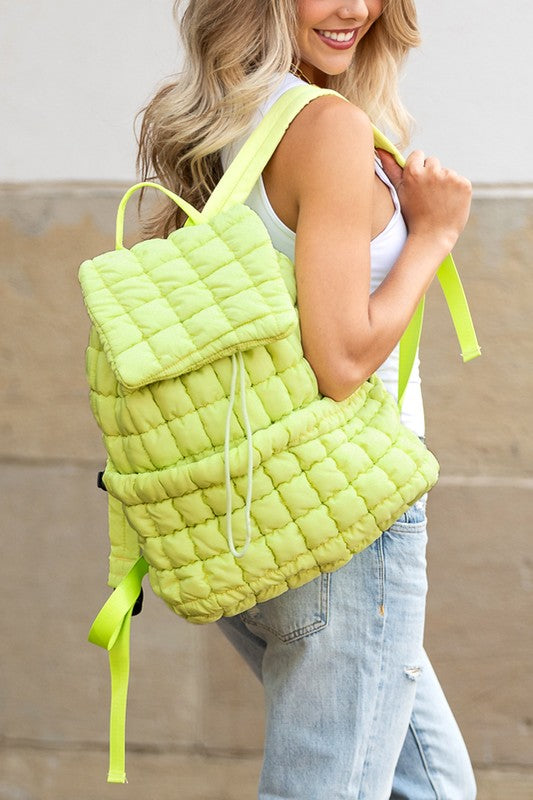 Stevie Quilted Puffer Backpack-Aili's Corner-Citrine-OneSize-[option4]-[option5]-[option6]-[option7]-[option8]-Shop-Boutique-Clothing-for-Women-Online