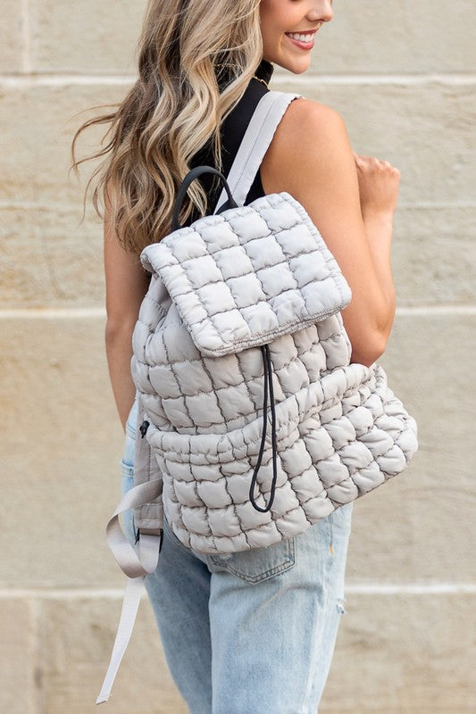 Stevie Quilted Puffer Backpack-Aili's Corner-Pebble-OneSize-[option4]-[option5]-[option6]-[option7]-[option8]-Shop-Boutique-Clothing-for-Women-Online