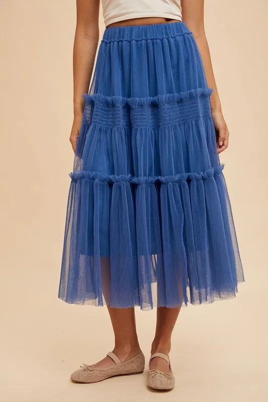 Annie Wear Tulle Tiered Midi Skirt-Skirts-Trendsi-[option4]-[option5]-[option6]-[option7]-[option8]-Shop-Boutique-Clothing-for-Women-Online
